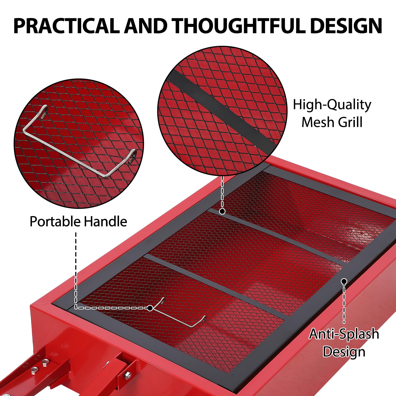**20 Gallon (76L) Low Profile Oil Drain Pan with Manual Pump & Wheels - Heavy Duty Oil Change Pan for Cars, SUVs, Trucks - Includes 8FT Hose & Foldable Handle for Easy Transport & Storage**    *(Perfect for DIY Oil Changes, Auto Shops, and Quick Garage Maintenance)*