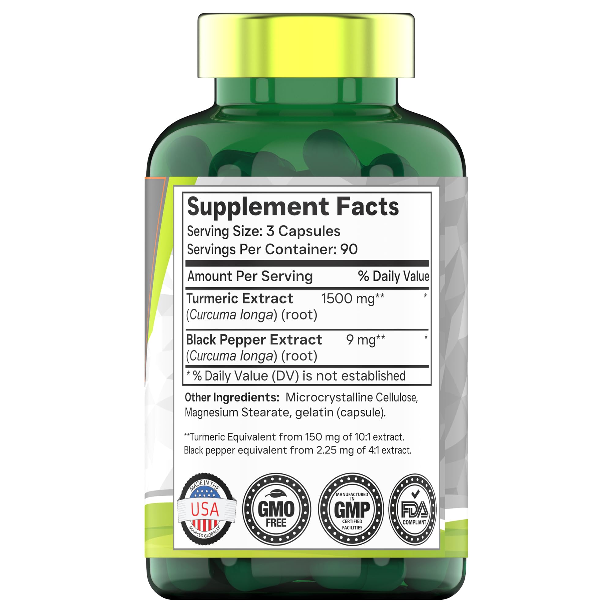Turmeric Curcumin Capsules with Black Pepper | 1500mg Potent Formula - 270 Count (3 Month Supply) | Premium Golden Turmeric Supplement | Non-GMO, Made in USA | Supports Joint & Digestive Health - Perfect for Daily Wellness Routine & Active Lifestyle