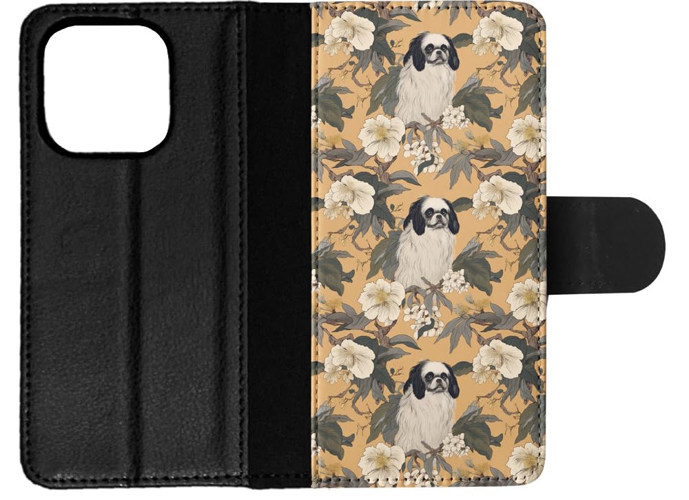 Cute Pekingese Puppy Dog Pattern Faux Leather Flip Wallet Phone Case for Apple iPhone 14 Pro - Stylish & Protective Cover for Everyday Use, Travel, and Outings