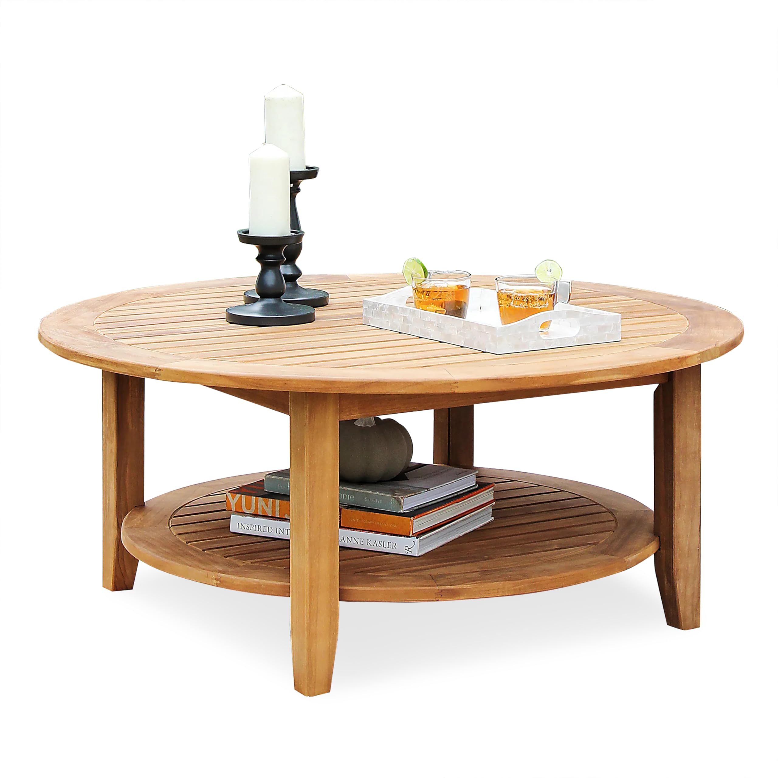 Cambridge Casual Arie 40-Inch Natural Teak Patio Coffee Table - Outdoor Furniture for Garden, Deck, Poolside & Backyard Relaxation