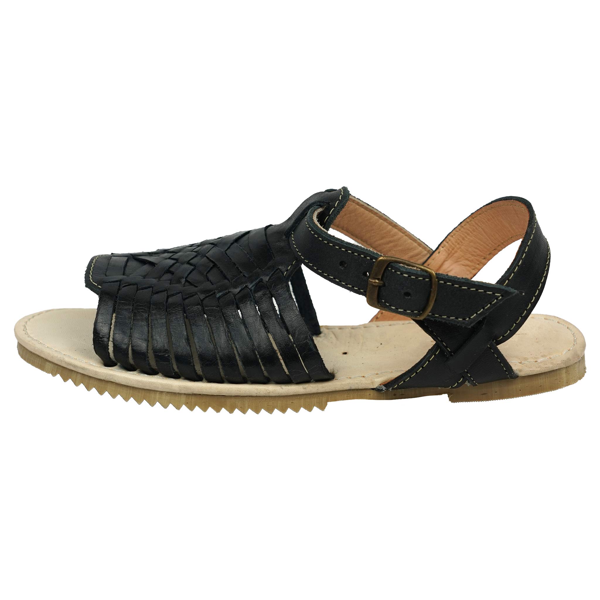 Women's Genuine Leather Huarache Sandals - Mexican Handmade Open Toe Flat Sandals for Women - Perfect for Summer, Beach, Vacation & Casual Wear
