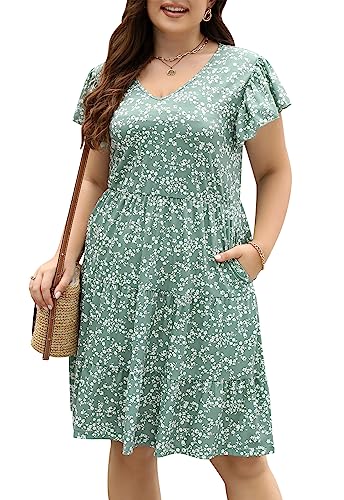 Green White Floral