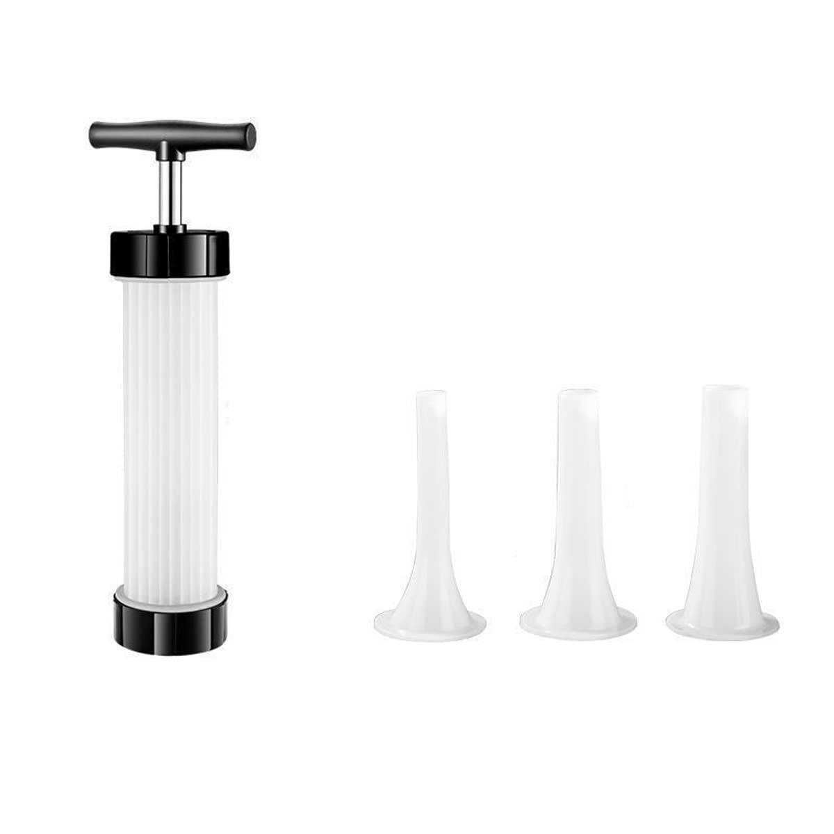 **Heavy Duty Plastic Hand Push Sausage Maker with 3 Nozzle Tubes - Meat Stuffer & Filler for Homemade Sausages - Perfect for Christmas, BBQ, and Home Kitchen Use**