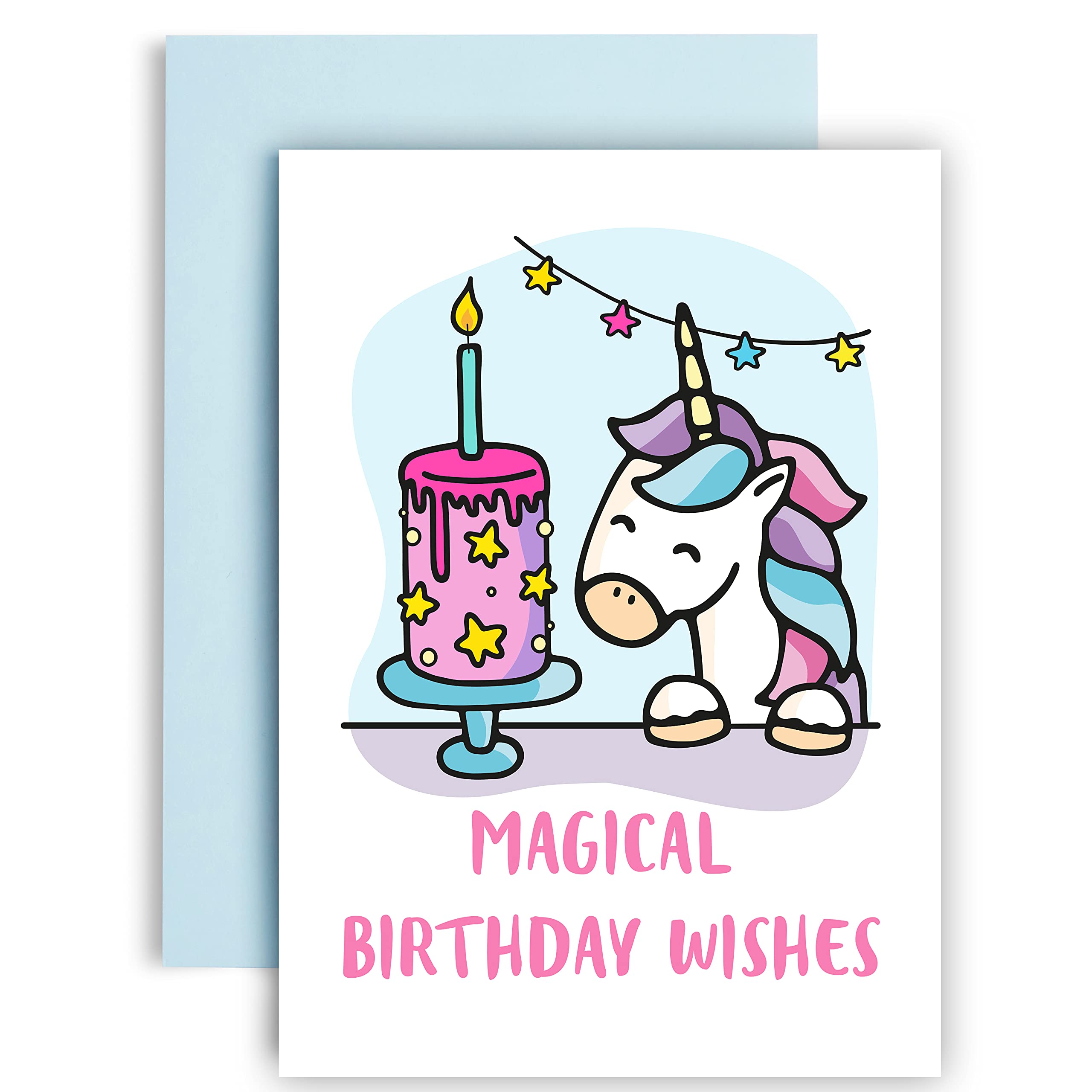 Huxters Unicorn Birthday Card for Girls - A5 Size Happy Birthday Greeting Card with Envelope - Unique Kids Gift Idea - Fun Illustrated Unicorn Design - FSC Certified Eco-Friendly Paper - Perfect for Birthday Parties, School Events & Special Occasions