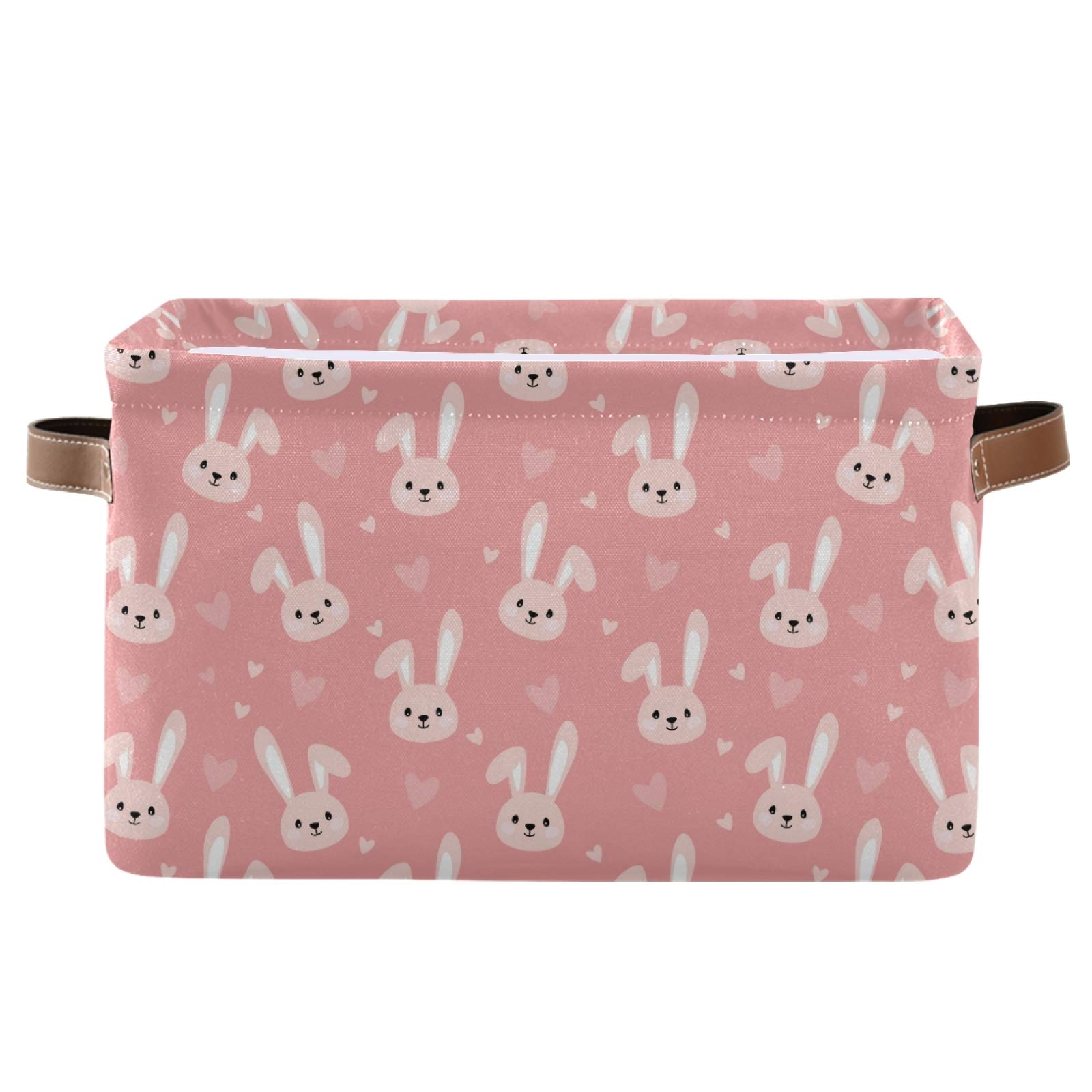 Keepreal Large Collapsible Canvas Storage Basket - Easter Rabbit Design, 15x11x9.5 Inch Cube Organizer for Home, Office & Closet | Perfect for Easter Gifts, Holiday Decor & Home Organization