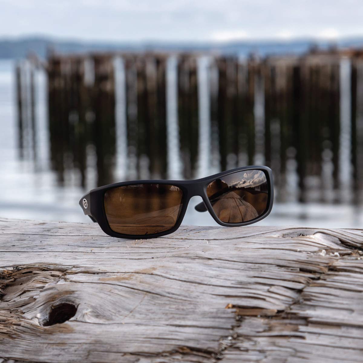 Flying Fisherman Triton Readers Polarized Rectangular Sunglasses - Black Frames with Amber Lenses for Men & Women - UV Protection for Fishing, Driving & Outdoor Activities