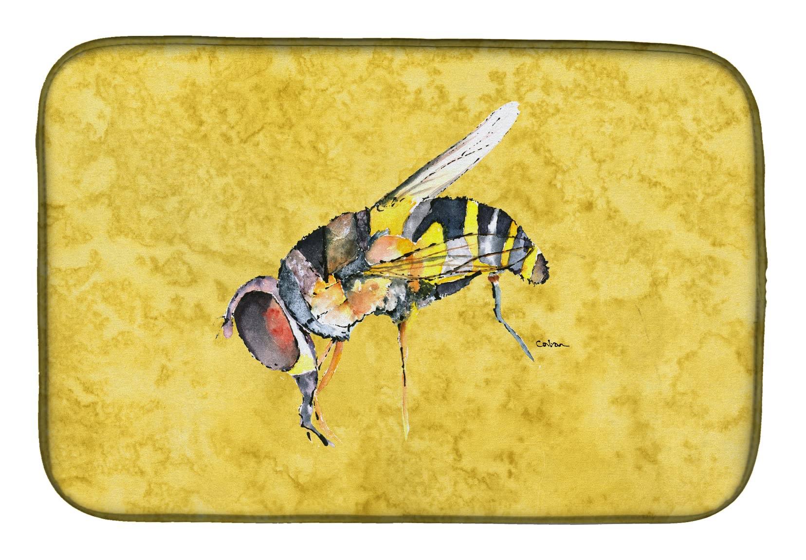 Caroline's Treasures 8851DDM Bee Design Absorbent Kitchen Dish Drying Mat - 14x21 Inch Colorful Countertop Dish Drainer Pad | Perfect for Drying Dishes, Protecting Countertops & Adding Farmhouse Decor