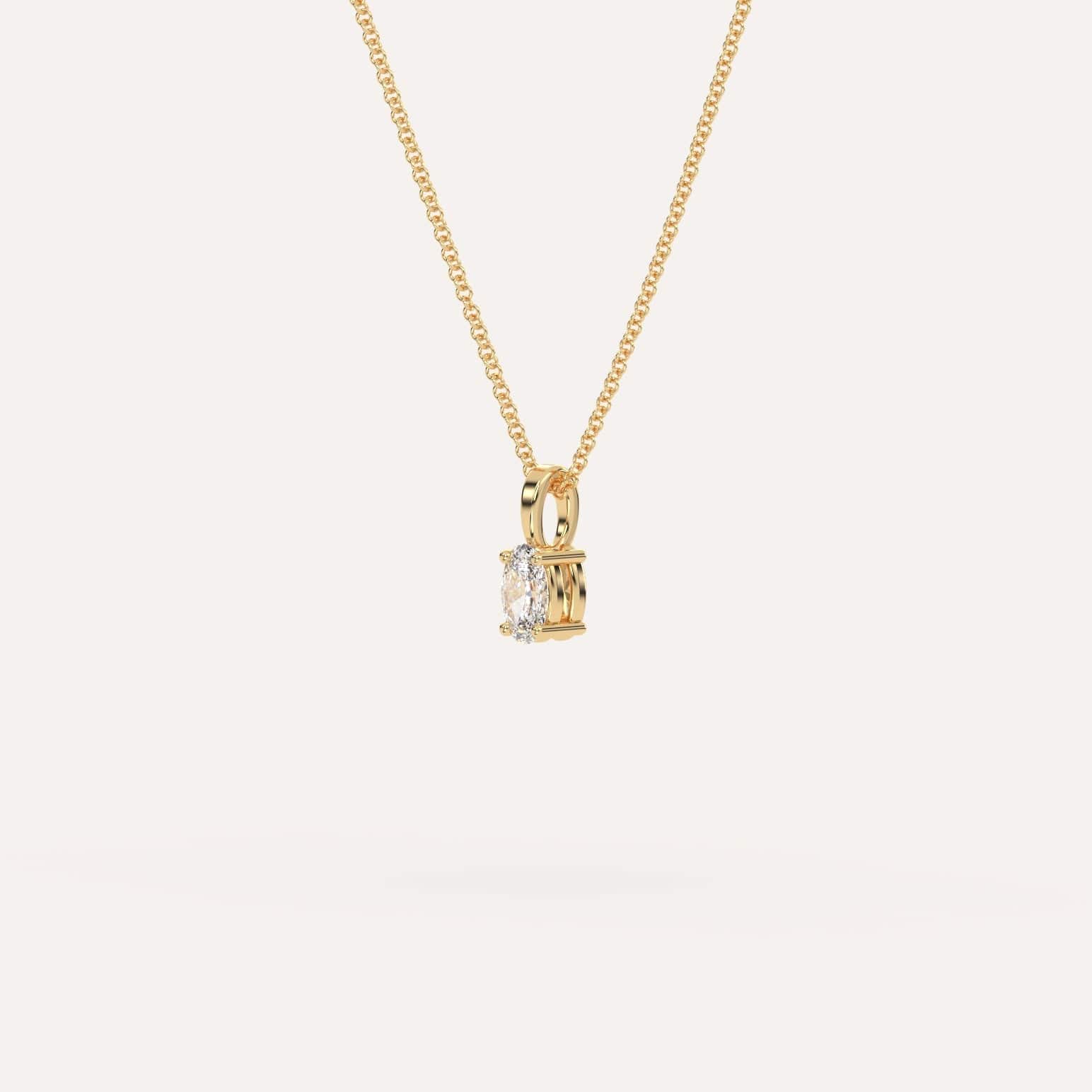 1/4 Carat Oval Diamond Pendant Necklace - 14K Gold Solitaire Pendant for Women - Perfect for Anniversary, Birthday & Valentine's Day Gifts