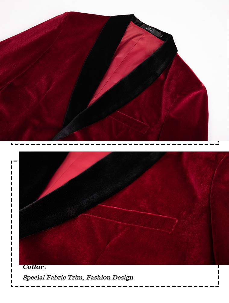 Men's Velvet Blazer Slim Fit One Button - Wedding & Party Jacket