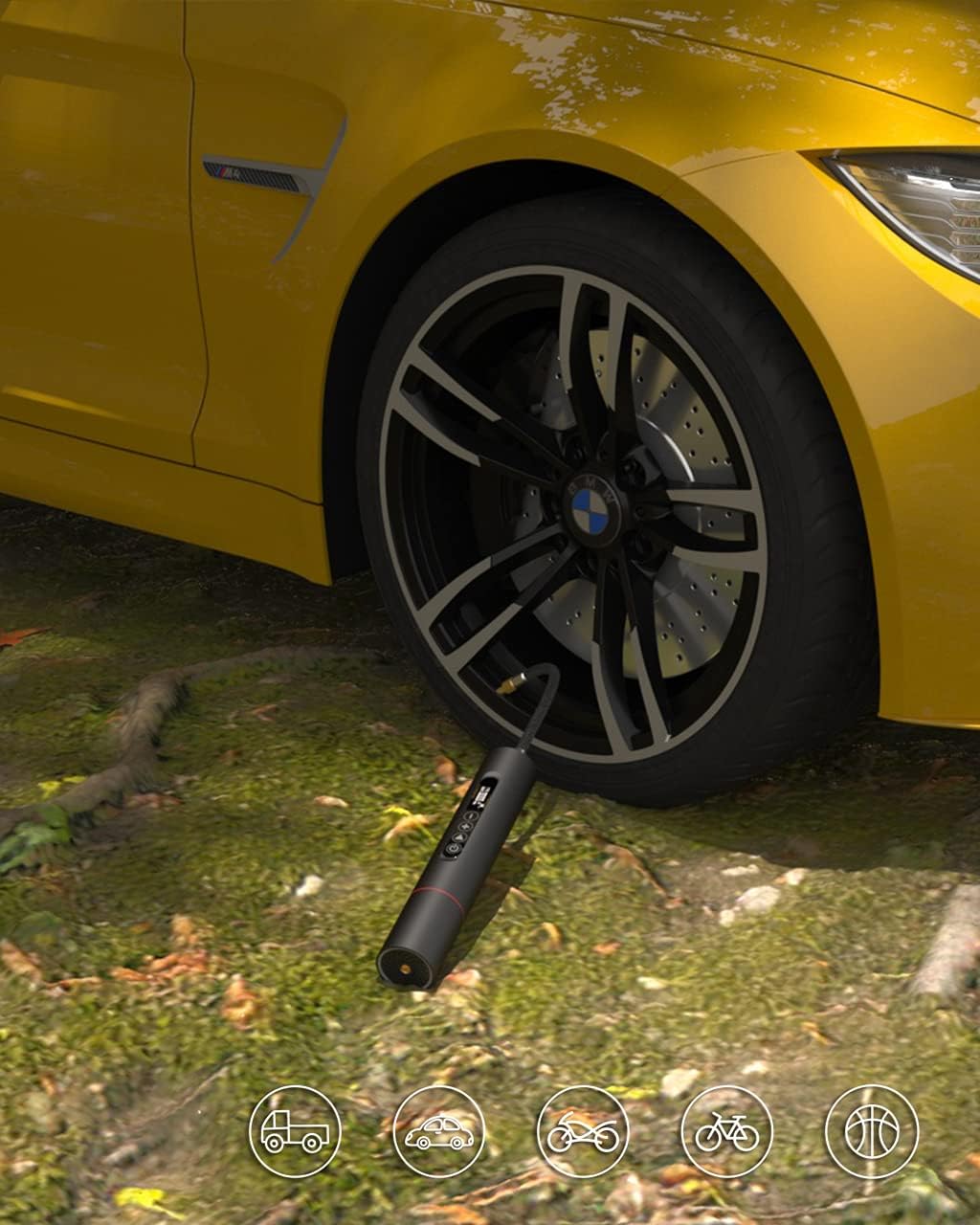 Portable Tire Inflator Air Compressor - Digital Car Tire Pump with 0.01 Accuracy Pressure Gauge, 175PSI & 50L/MIN Flow Rate, 90% Metal Construction, OLED Touch Screen & Rechargeable Battery - Perfect for Road Trips, Emergency Flat Tires & Home Garage Use