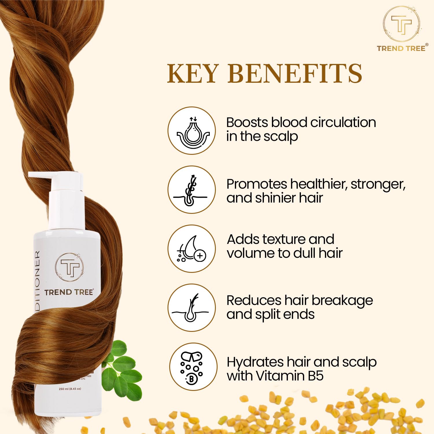 TRENDTREE® Biotin Keratin Hair Conditioner - Paraben Free, Enhances Shine & Strengthens Hair - 250ml | Perfect for Damaged, Dry Hair & Daily Nourishment