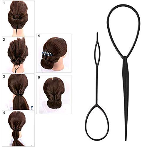 19 Pcs Hair Braiding Tool Kit - DIY Hair Styling Accessories for Updo, Ponytail & Topsy Braids (Blue) | Perfect for Salon, Home Use & Party Hairstyles
