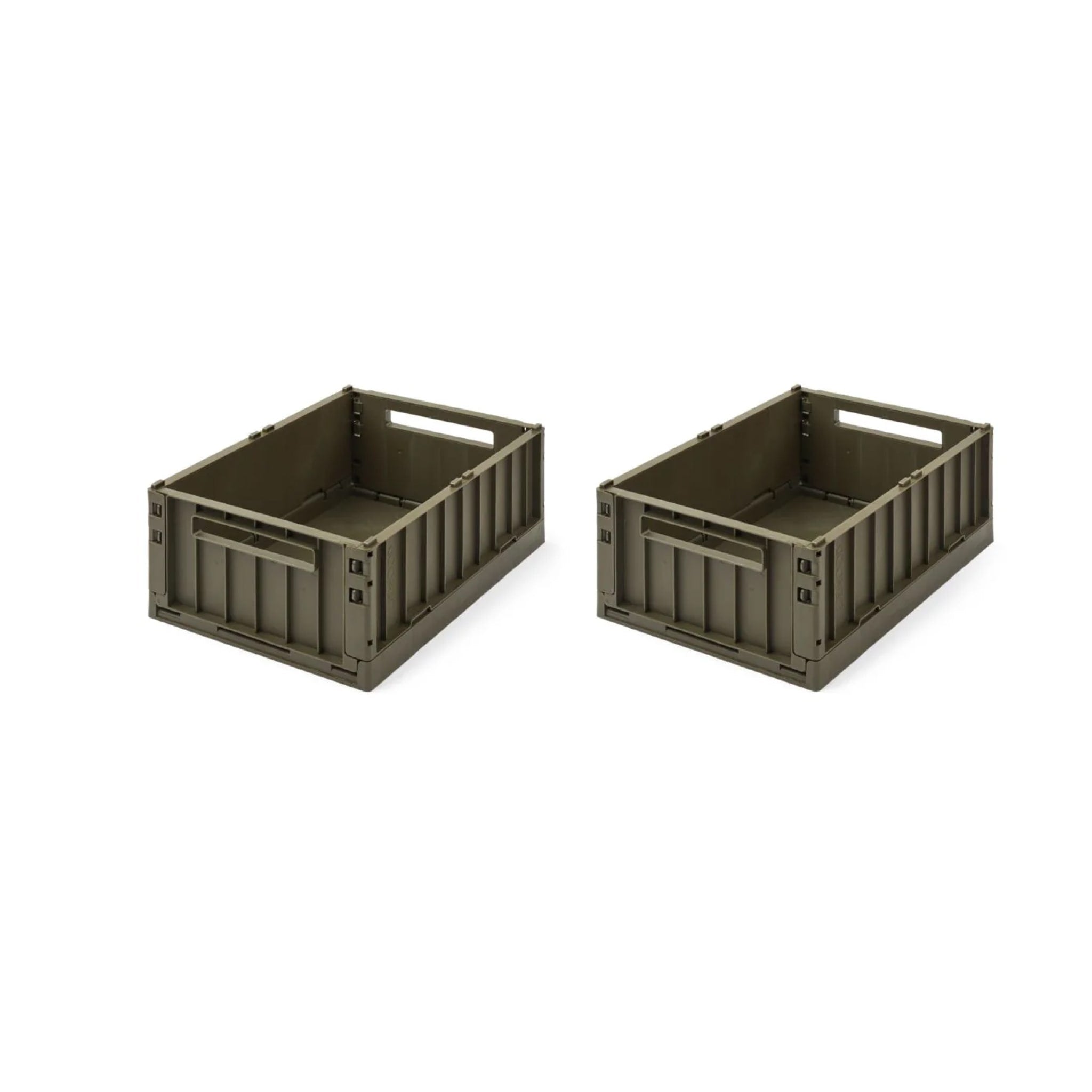 LIEWOOD Weston Storage Box Set of 2 - Medium Size Army Green Organizer for Home Office, Closet & Nursery Organization | Durable Fabric Storage Bins for Shelves & Under Bed Storage