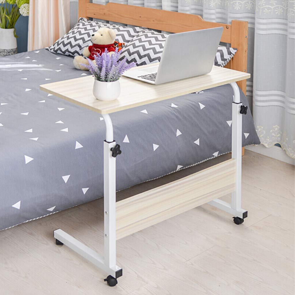 Adjustable Height Overbed Table with Wheels - Portable Standing Laptop Desk (71-90cm) for Bedside, Sofa & Study | Multifunctional Rolling Cart for Home Office, Hospital & Dorm Room Use