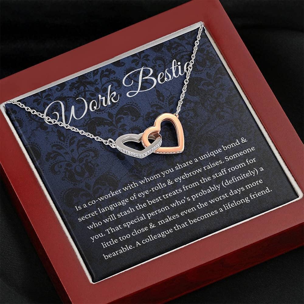 Personalized Heart Necklace - Handmade Jewelry Gift for Best Friend & Coworker | Work Bestie, Leaving Gift