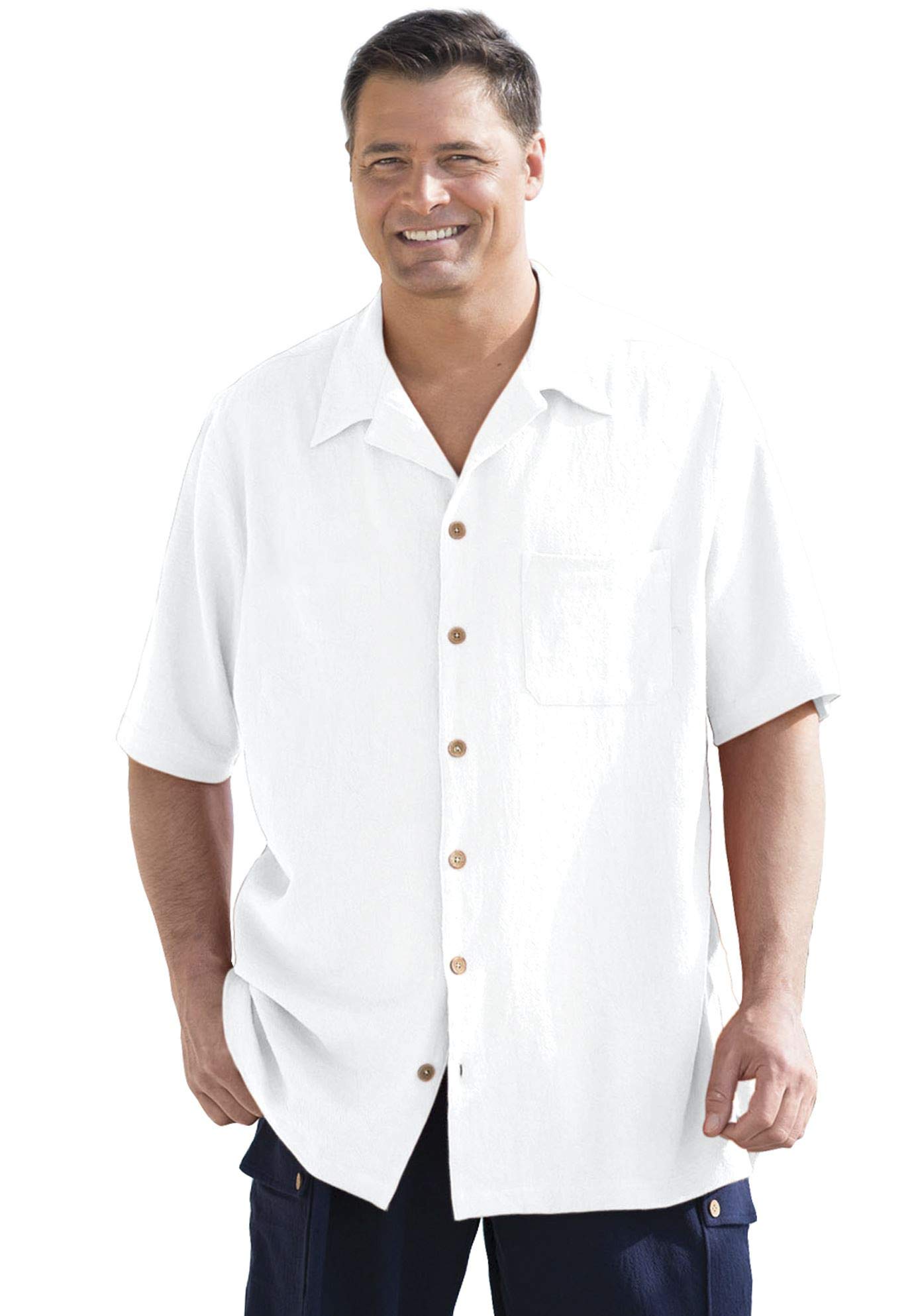 KingSize Men's Big & Tall Gauze Camp Shirt - Breathable Summer Casual Button Down Shirt for Outdoor Activities, Beach & Travel