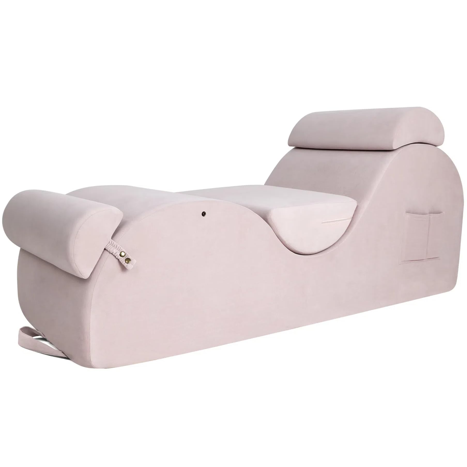 Premium Yoga Chaise Lounge Chair with Headrest, Waist & Foot Support - Washable Cover, Side Pockets & Non-Slip Base - Perfect for Relaxation, Stretching & Meditation (Pink, Large) - Ideal for Home Yoga Studio, Spa & Wellness Retreats