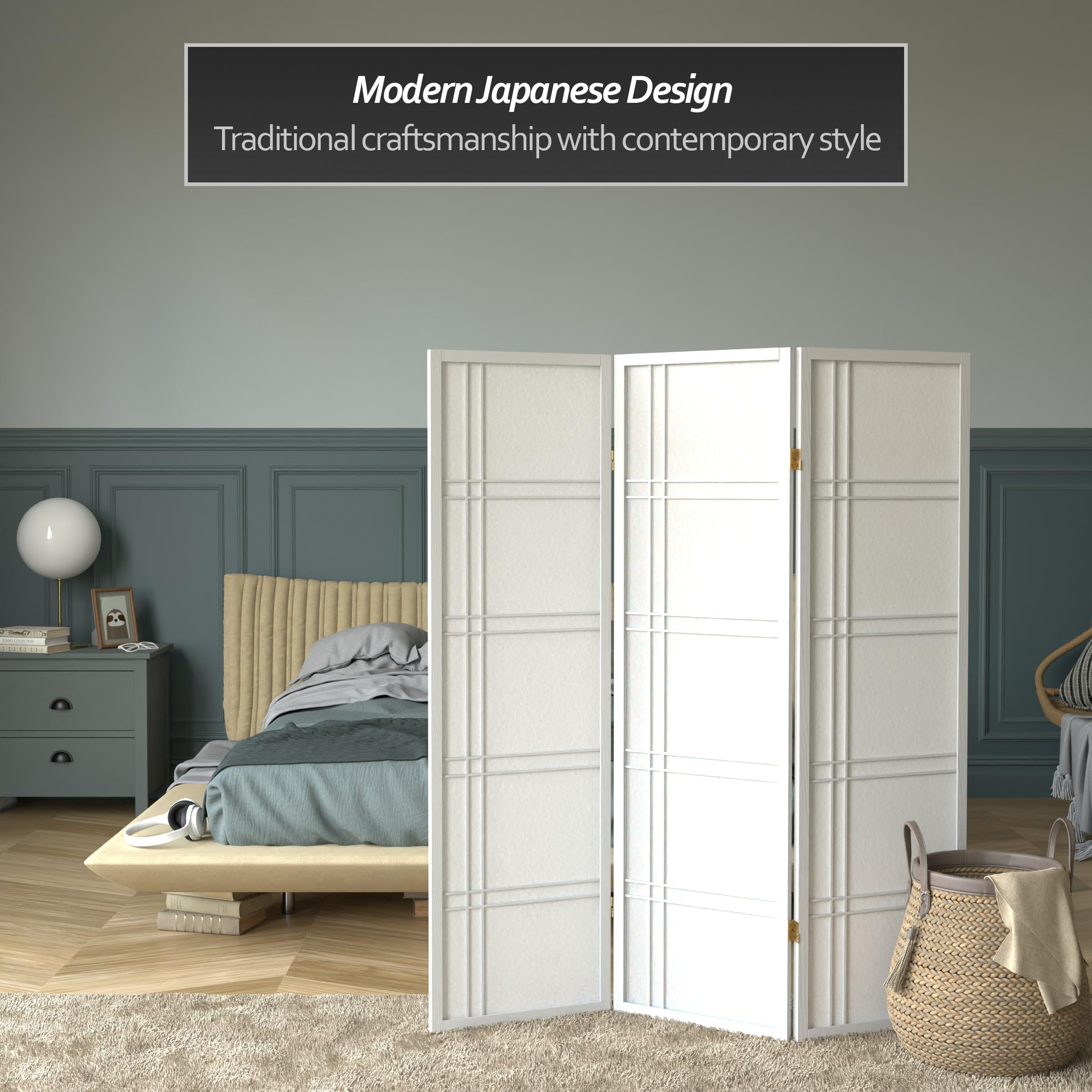 Red Lantern DC60-WHT-3P 3-Panel White Room Divider Screen - Perfect for Home Office, Living Room & Bedroom Privacy