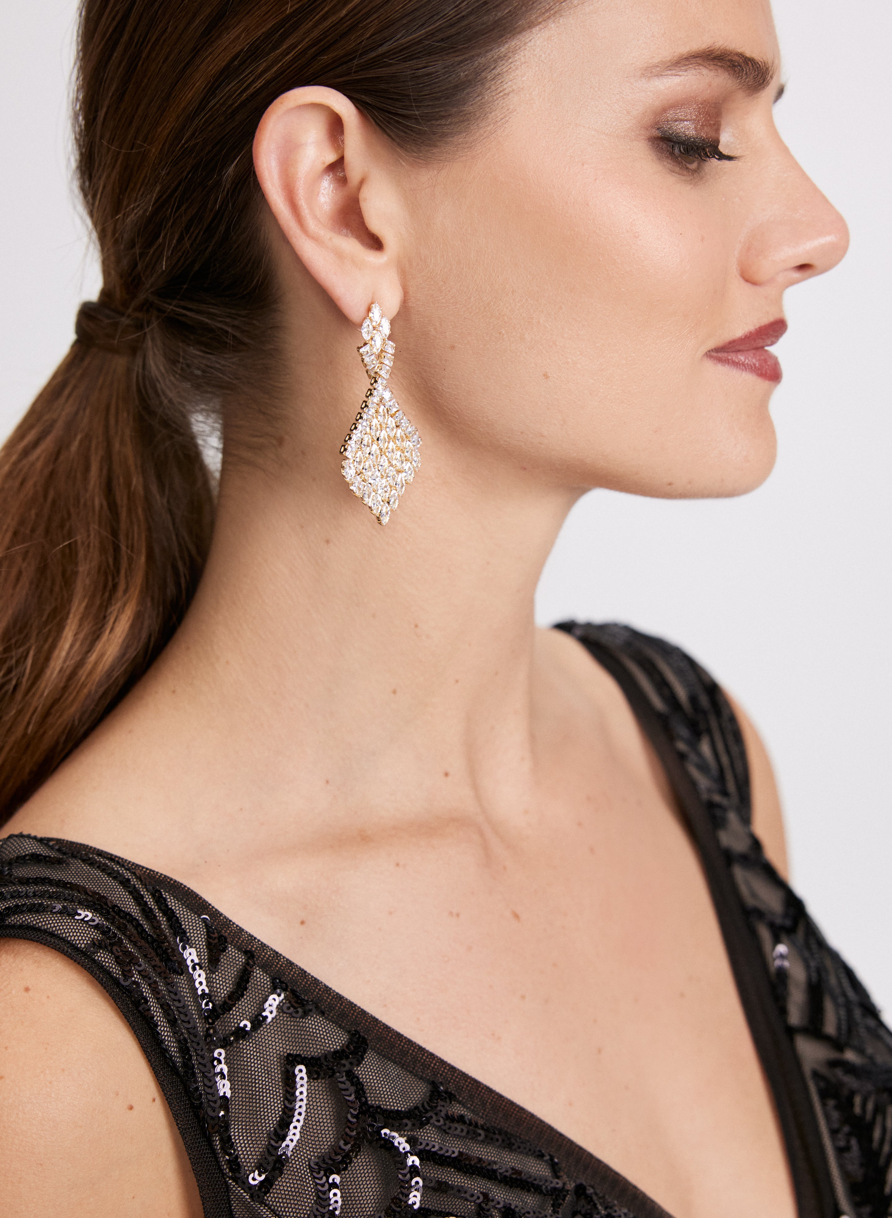 Exquisite Diamond Chandelier Earrings for Women - 14K Gold Plated Luxury Dangle Earrings - Perfect for Weddings, Parties & Special Occasions