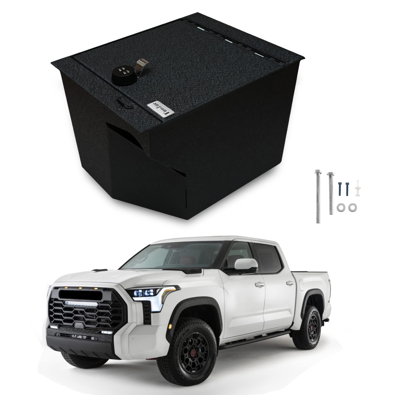 TUOJUE Center Console Safe Gun Safe Box for 2014-2022 Toyota Tundra - 4-Digit Combination Lock Security Box & Vehicle Organizer - Perfect for Handgun Storage, Valuables Protection, and Car Organization