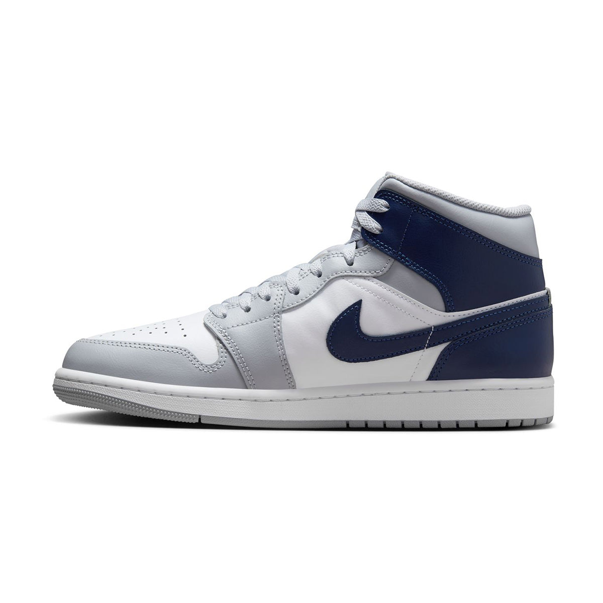 Air Jordan 1 Mid 'Wolf Grey Midnight Navy' Men's Basketball Shoes - Stylish Sneakers for Casual Wear, Street Fashion & Sports