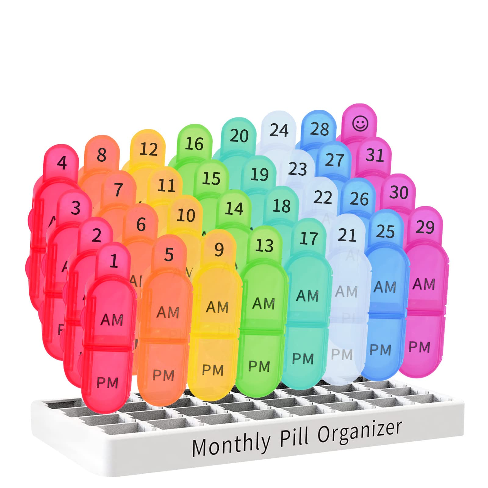 30-Day AM/PM Pill Organizer - Portable Monthly Pill Case for Vitamins, Supplements & Medication - Perfect for Travel, Work & Daily Medication Management