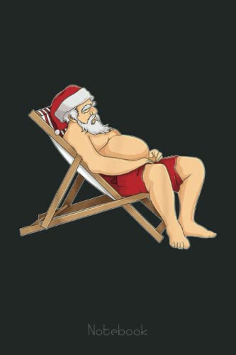 Funny Santa Sunbathing Red Mankini Cool Beach Summer Gift Notebook - Retro Drawing Journal for Kids with Writing Prompts | Interactive Diary Scrapbook for Summer Vacation, Travel & School Activities