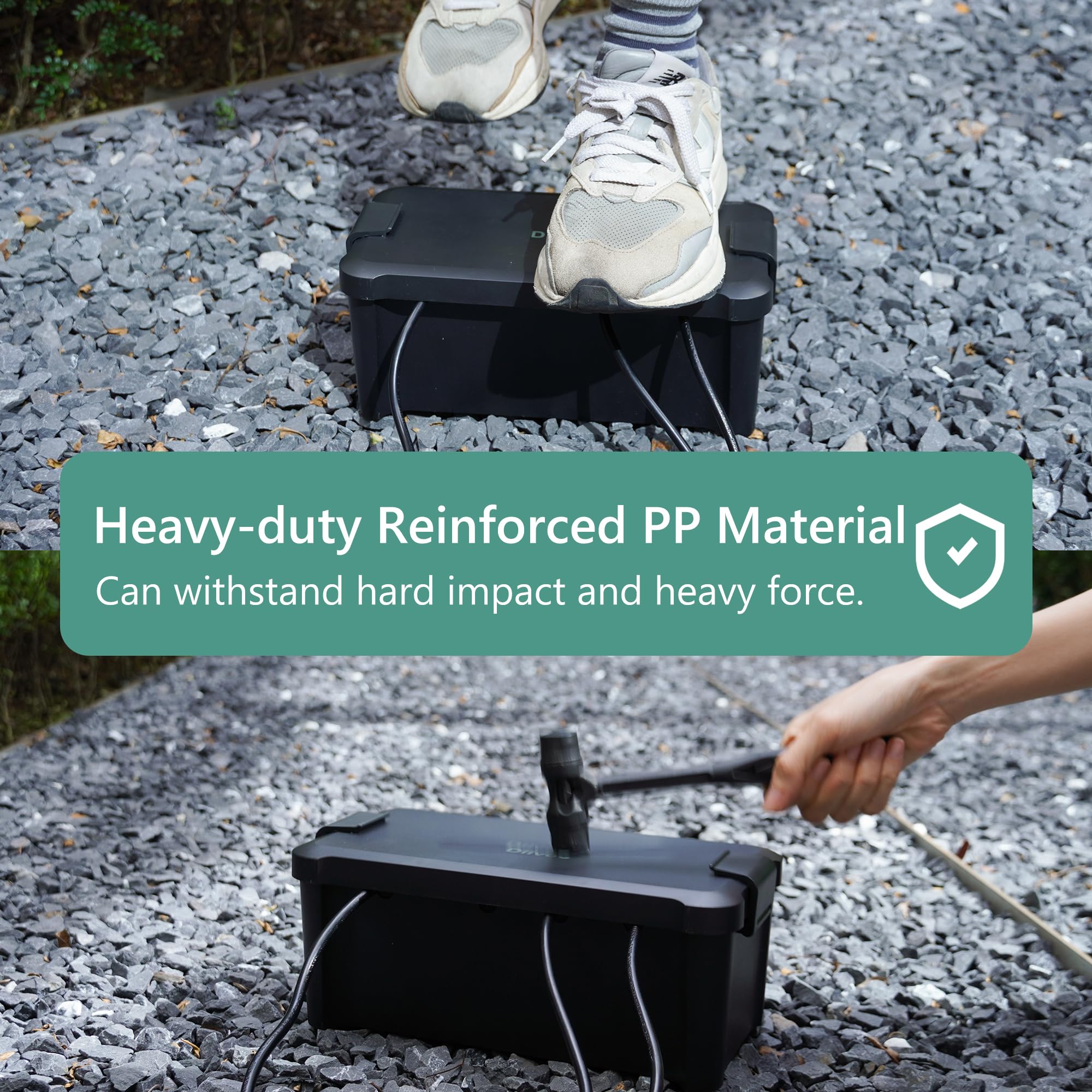 Diivoo Medium Outdoor Electrical Box - Waterproof & Weatherproof Extension Cord Cover for Outdoor Plugs, Black - Ideal for Patio, Garden, and Poolside Use