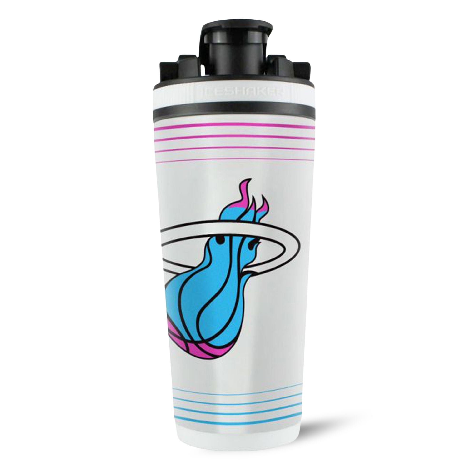 Miami Heat City Edition 4D Ice Shaker - NBA Team Insulated Water Bottle for Gym, Workout & Sports - Keeps Drinks Cold for 24 Hours - Perfect for Basketball Fans & Athletes