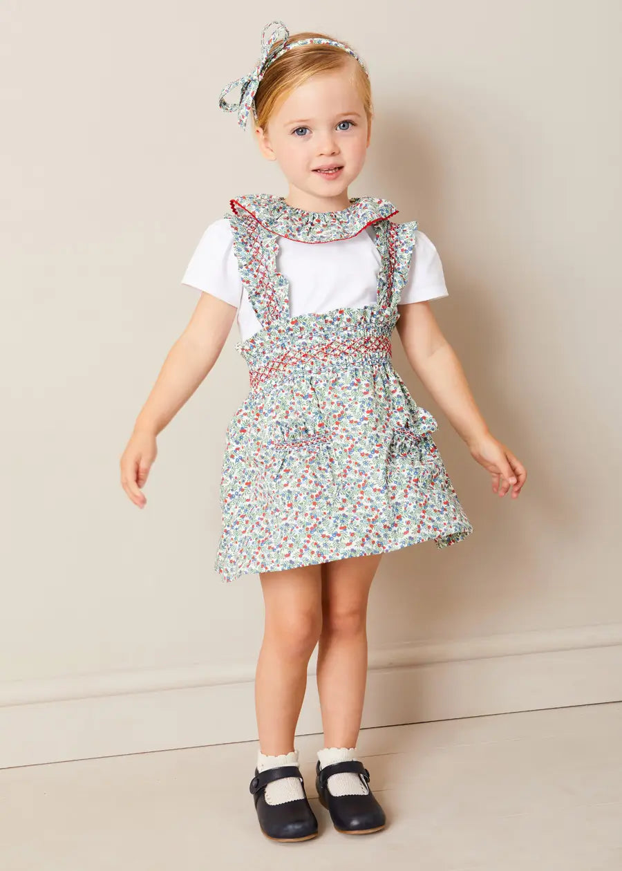 Evelyn Floral Ruffle Collar Blouse for Girls 2-10 Years | Red Floral Print Top with Ruffled Neckline | Perfect for Birthday Parties, School Photos & Special Occasions