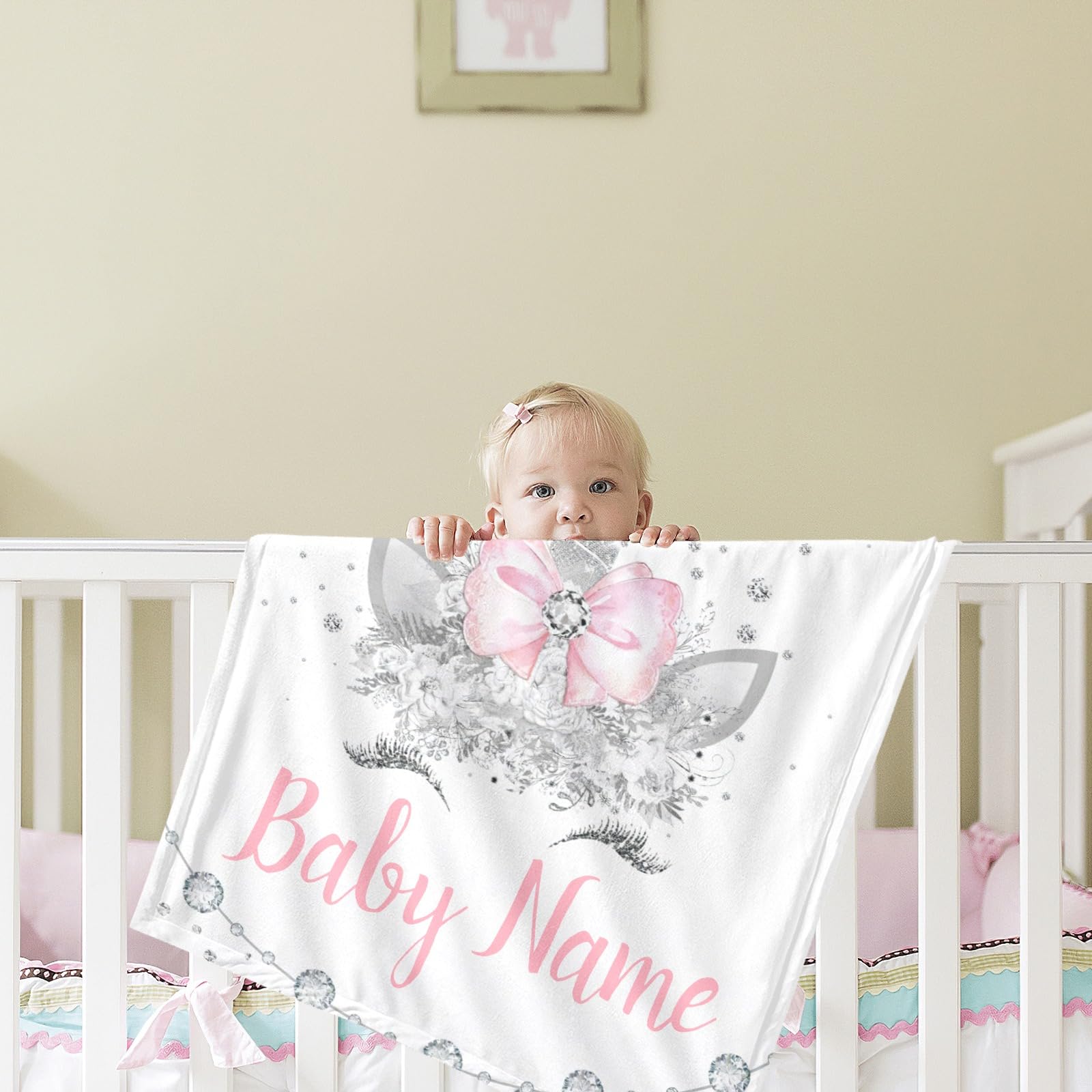 Personalized Baby Blanket with Name - Custom Elephant Blanket for Boys & Girls | Super Soft Newborn Blanket, Nursery Decor, Neutral Baby Shower Gift | Perfect for Cuddling, Swaddling & Nursery Decorations