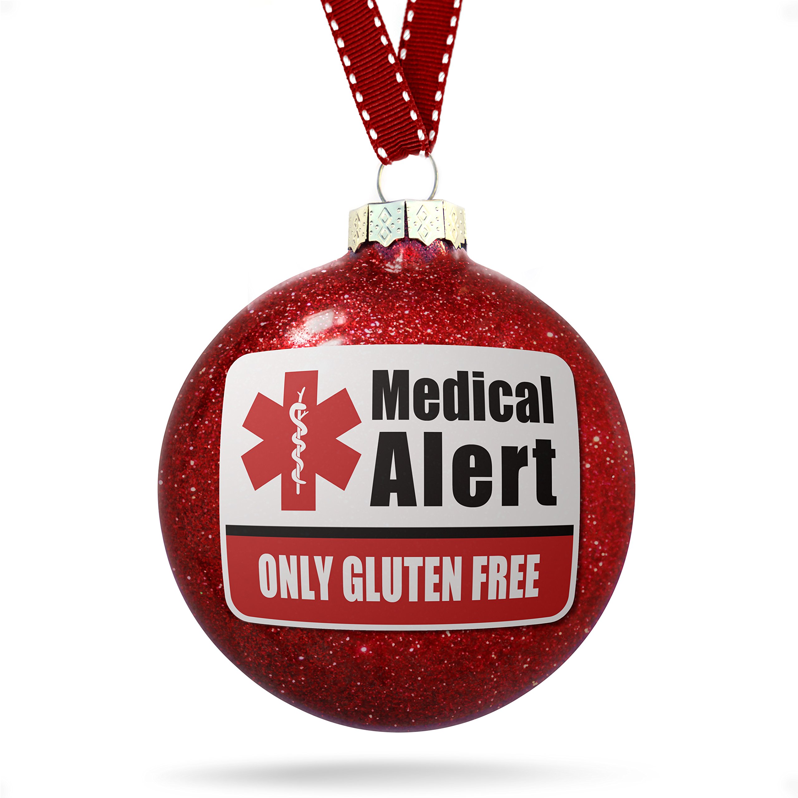 Christmas Medical Alert Red Gluten-Free Ornament - Perfect for Holiday Decor, Tree Topper & Festive Gift for People with Celiac Disease