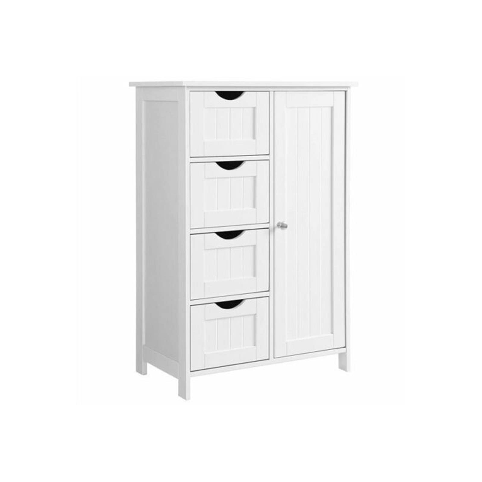 GHUYTEL 4-Drawer Dresser - White Wooden Storage Cabinet with Adjustable Shelves for Bedroom & Home Organization | Easy Assembly, Modern Design | Perfect for Clothes, Toys & Home Decor Storage