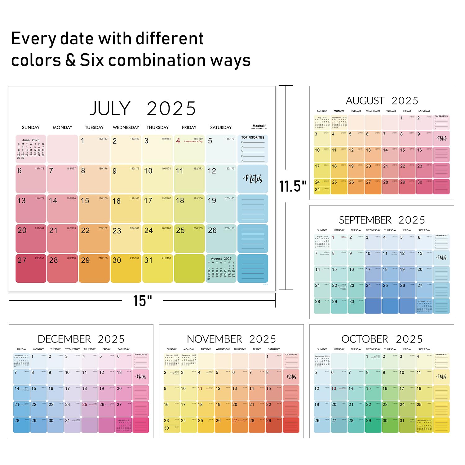 2025-2026 Large Wall Calendar - 18 Month Planner from July 2025 to December 2026 | 15