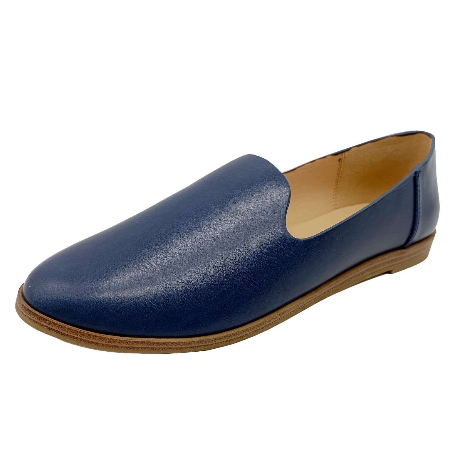 CasfelRen Women's Classic Ballet Flats - Comfortable PU Leather Slip-On Round Toe Dress Shoes for Work, Office & Casual Wear