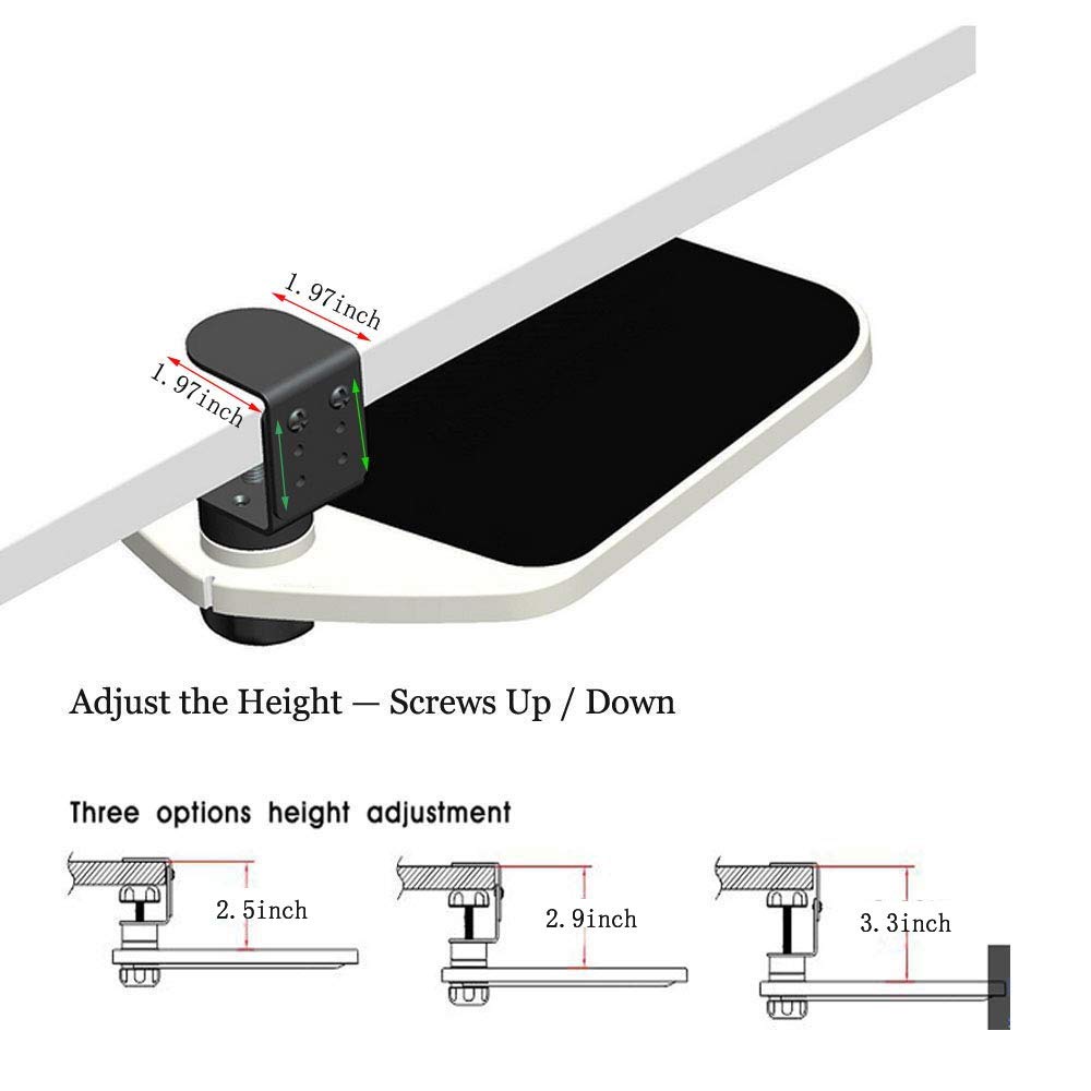 FUZADEL Adjustable Under Desk Mouse Platform - 360° Swivel Clamp-On Mouse Tray with Wrist Rest | Ergonomic Computer Accessory for Office & Gaming Setup