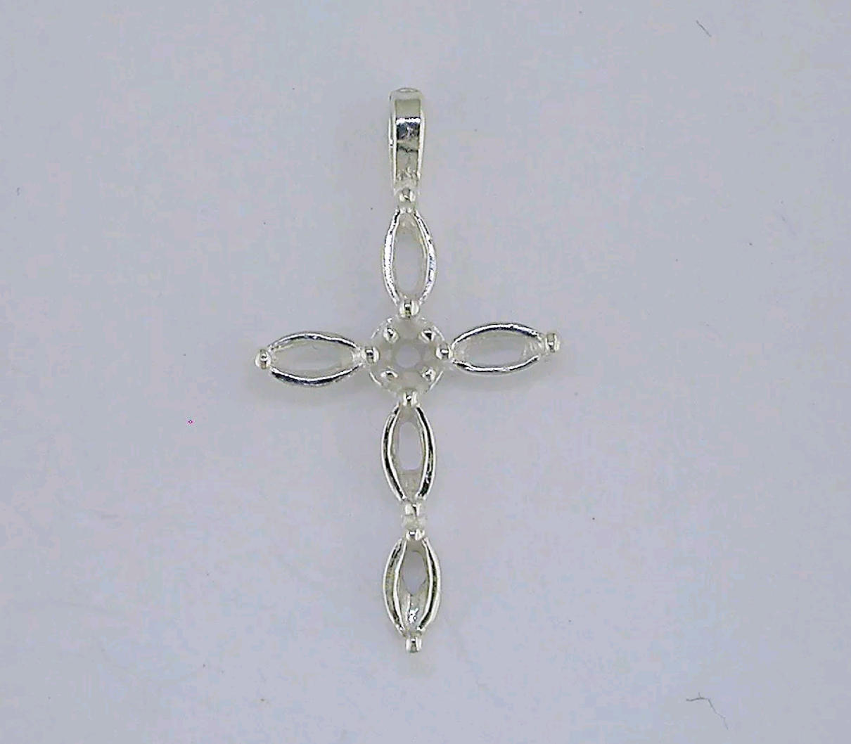 Solid Sterling Silver or 14kt Gold Multi-Stone Marquise Cross Pendant with Accent - Handcrafted in USA | Perfect for Religious Gifts, Baptism Jewelry & Everyday Faith-Based Accessories