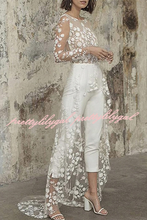 Elegant White Wedding Jumpsuit for Women - Chic Bridal Romper for Beach Elopement & Summer Weddings