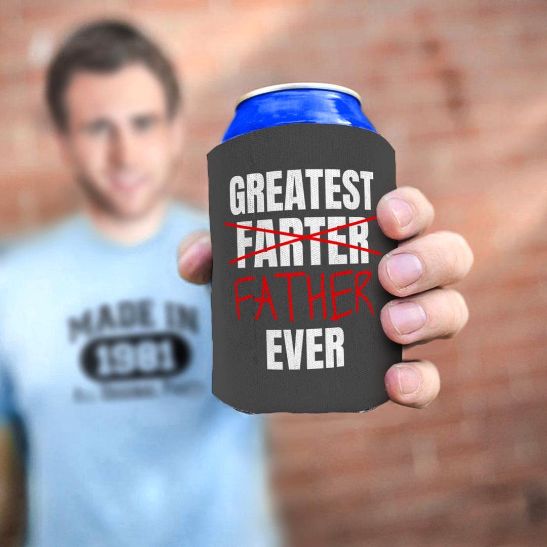 Best Dad Ever Gift Set - 96-Pack Can Coolers for Father's Day, Birthday & BBQ - Funny 'Greatest Farter Father' Beer Koozies for Outdoor Parties, Sports Events & Dad Jokes