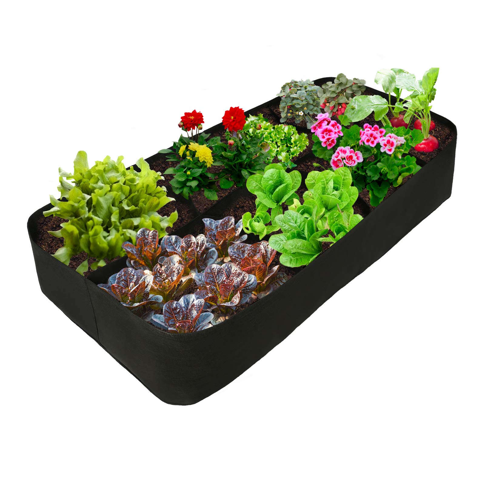 Firlar Raised Garden Bed Kit - 8 Grid Fabric Planter Box for Herbs, Vegetables & Flowers | Durable Outdoor Gardening Grow Bags for Patio, Balcony & Backyard