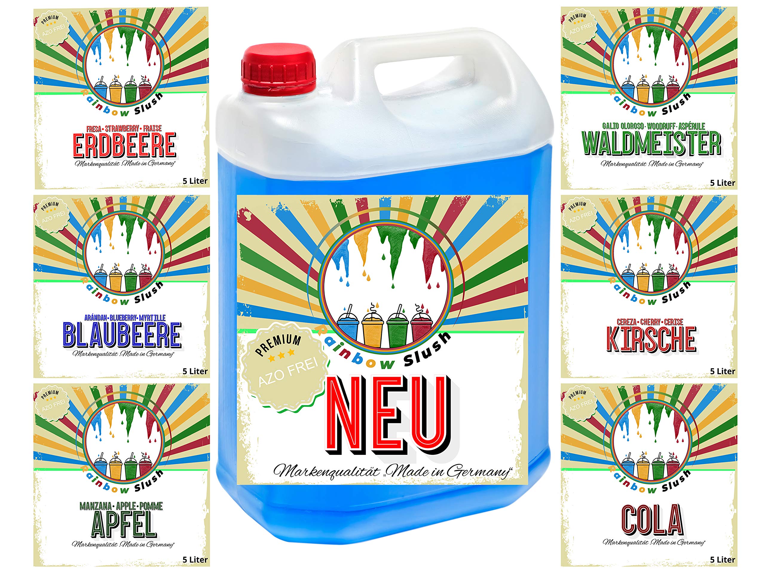 Blueberry Flavor Rainbow Slush Syrup Concentrate - AZO & Glycerin Free - 1:5 Mix Ratio for Slushy Makers, Ice Machines & Beverages - Perfect for Parties, Summer Treats & Refreshments