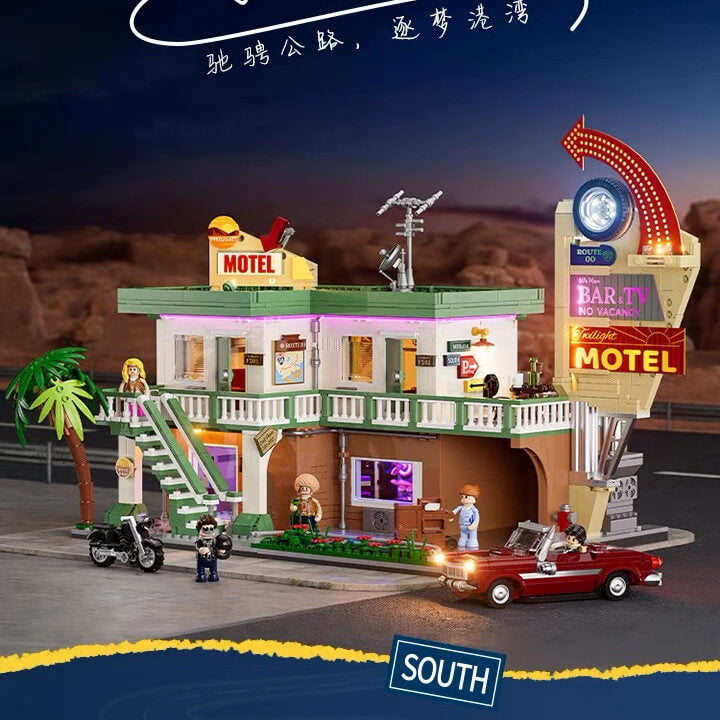 Funwhole F9054 Vintage Motel Building Blocks Set - Creative DIY Toy for Adults & Kids, Perfect for Home Decoration & Collectors | Gift Idea for Model Enthusiasts
