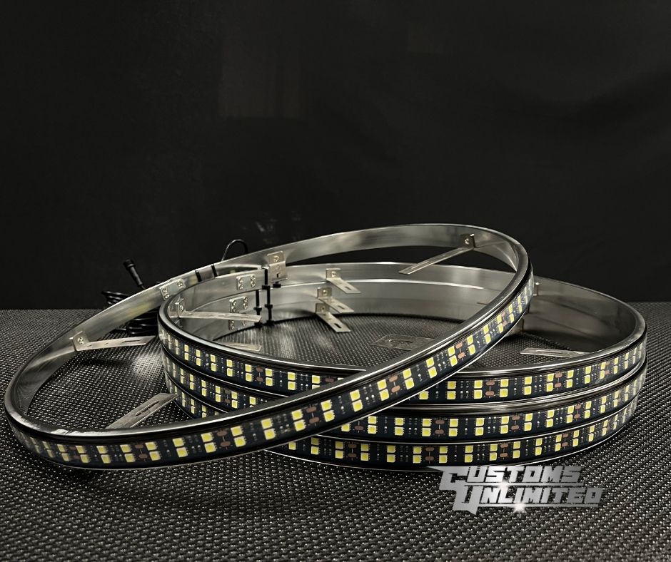 Premium Double Row Pure White LED Wheel Lights for Cars & Trucks - Waterproof, Easy Installation - Perfect for Off-Road, Night Driving & Car Shows