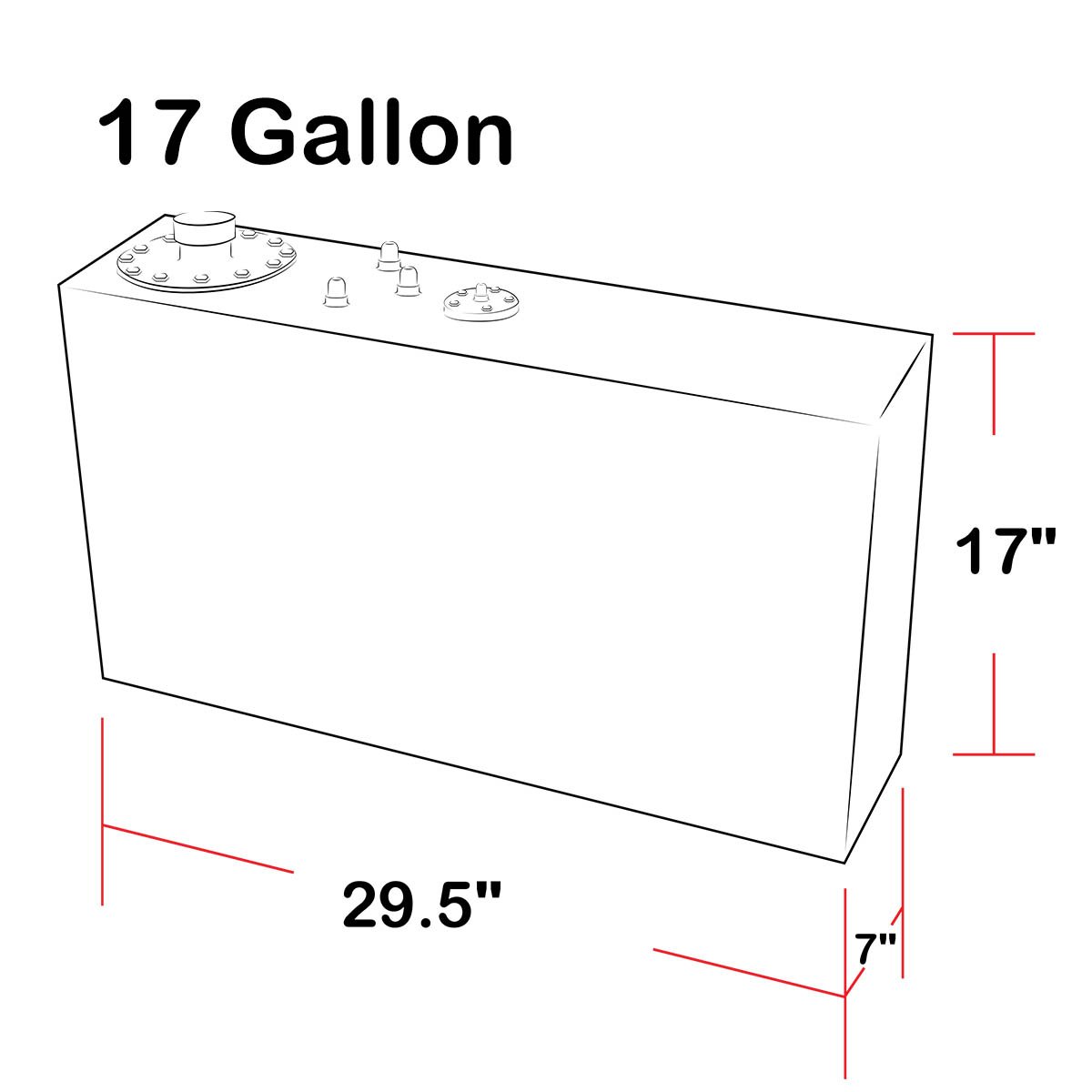 DNA MOTORING 17 Gallon Aluminum Top-Feed Fuel Cell Gas Tank - 29.5