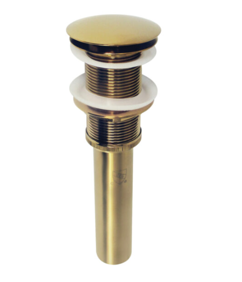 Brass Push Pop Up Drain - Bathroom Sink Drain Stopper with Overflow, Easy Install for Bathroom Vanity, Kitchen Sink & Shower Drain Replacement (Use for Home, Hotel, Apartment Renovation)