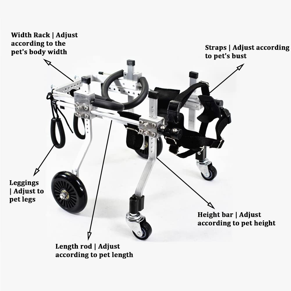 Adjustable 4-Wheel Dog Wheelchair for Front Legs - Pet Mobility Aid with Belly Belt for Disabled, Arthritic Cats & Dogs | Ideal for Rehabilitation & Daily Mobility Support