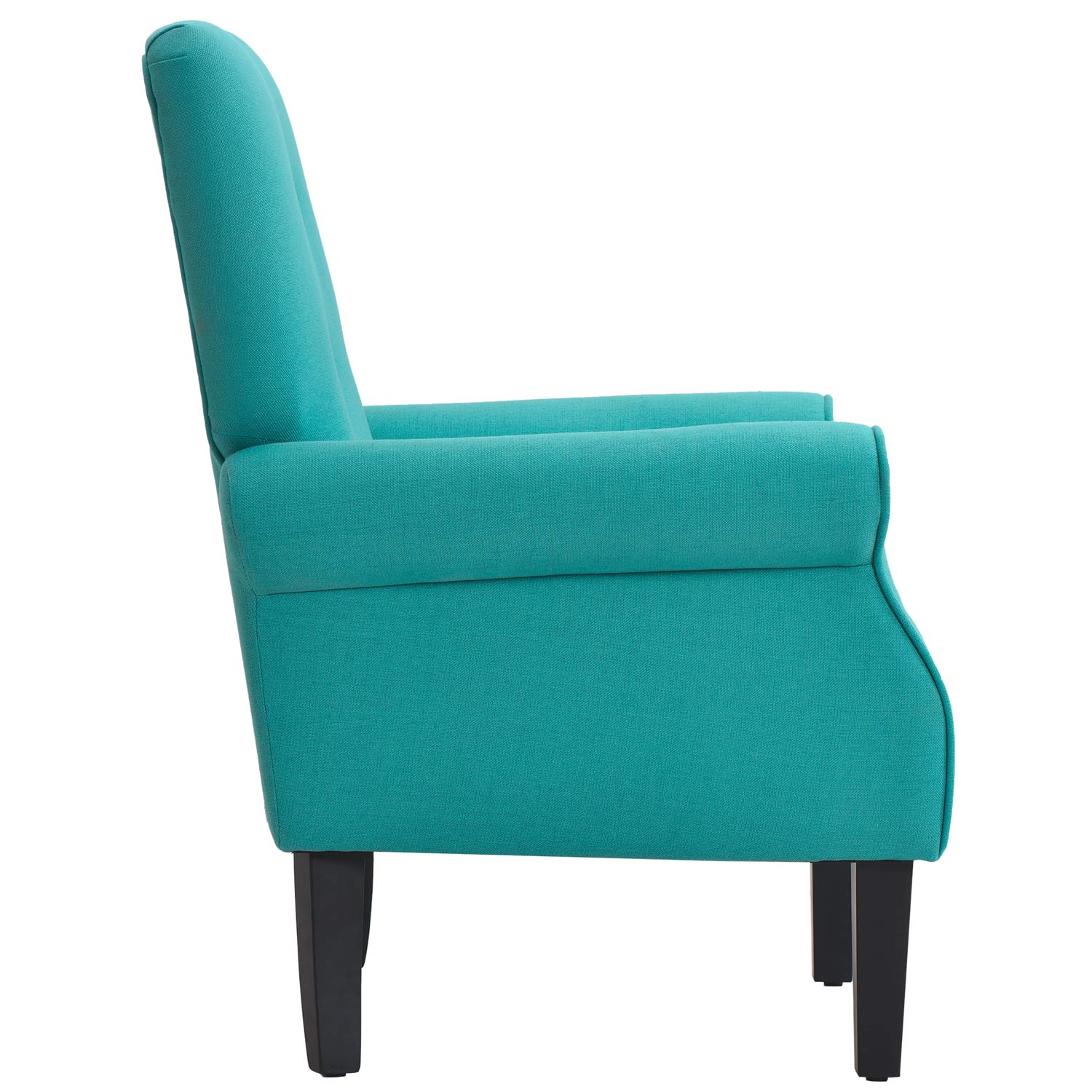 Henf Wing Back Accent Chair - Roll Arm Upholstered Linen Living Room Chair with Solid Wood Legs, Fireside Chaise Lounge Armchair for Living Room, Bedroom & Office | Comfortable Seating for Reading Nook, Cozy Corner & Home Decor