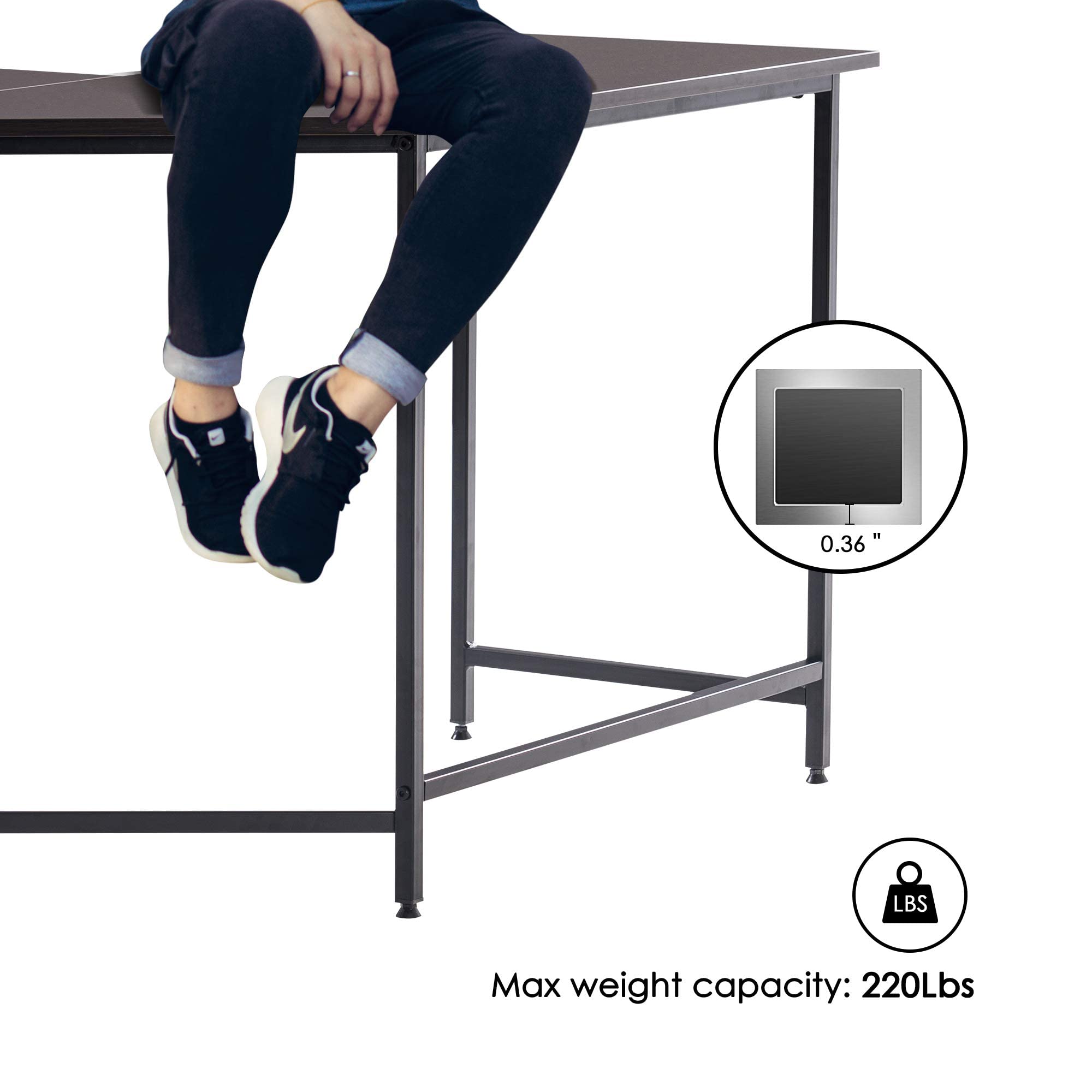 ivinta L-Shaped Gaming Desk - Reversible Corner Computer Desk with Monitor Stand for Small Spaces, Home Office, Living Room & Bedroom | Compact Workstation for PC Gaming & Remote Work