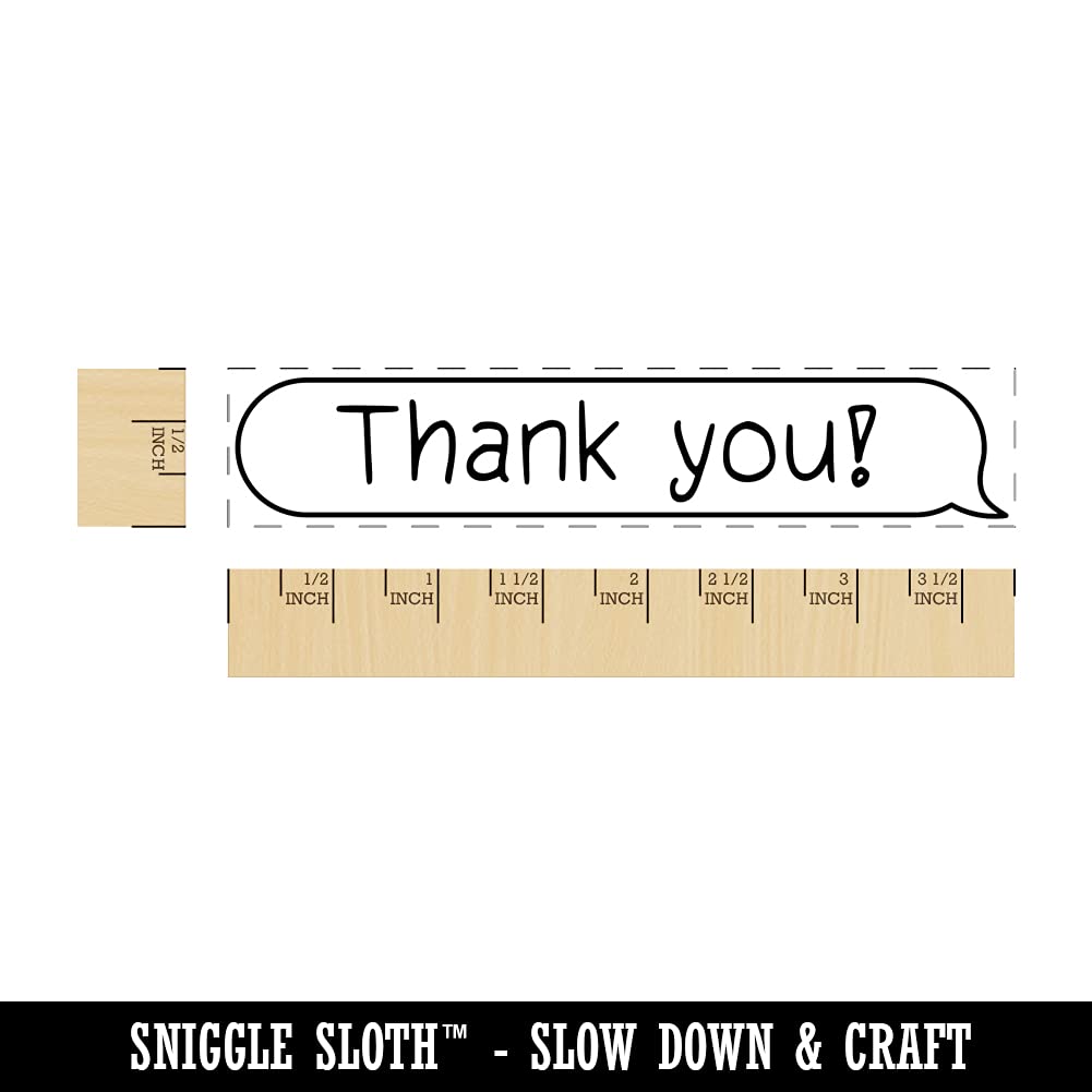 Large 3.75in Thank You Chat Bubble Rubber Stamp for Crafting & Card Making