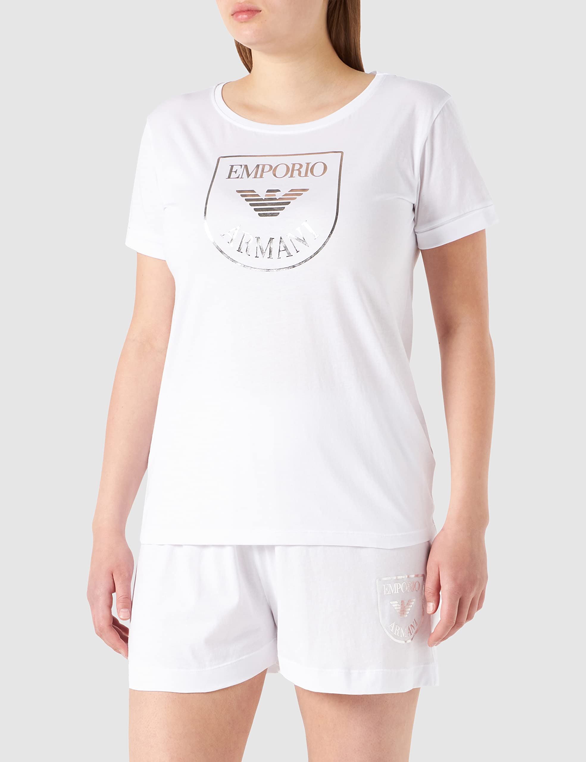 Emporio Armani Women's Logo Mania Pajama Set - Soft Cotton Sleepwear for Women - Perfect for Lounge, Sleep & Travel